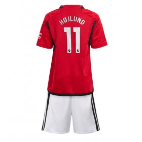 Manchester United Rasmus Hojlund #11 Hemmakläder Barn 2023-24 Kortärmad (+ Korta byxor)